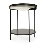 Кофейный столик Tray диаметр 40 керамика, черно-белый