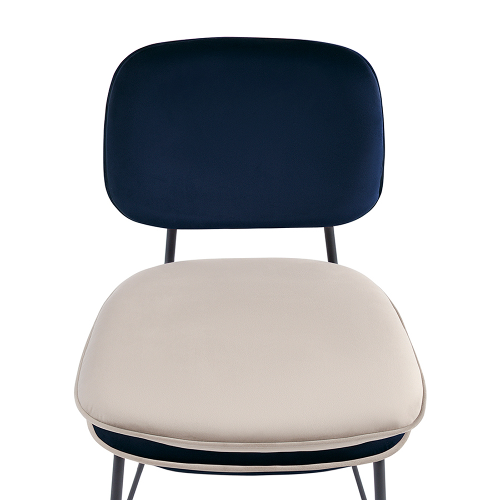 Стул полубарный с контрастным кантом Bergenson Bjorn Pea, велюр, темно-синий/бежевый