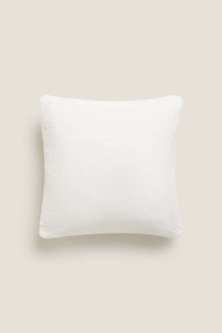 ZARA HOME ЧЕХОЛ НА ПОДУШКУ ИЗ ИСКУССТВЕННОГО МЕХА, БЕЛЫЙ