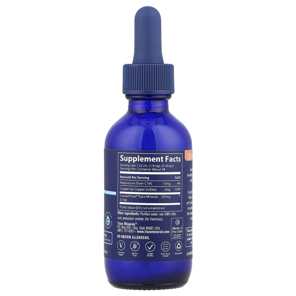 Trace Minerals Liquid Ionic Copper 3 mg 59 ml, Медь
