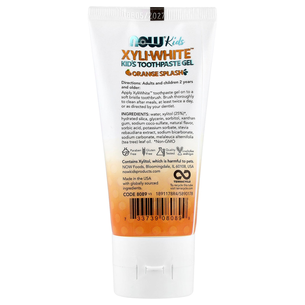 NOW Foods, Xyli-White™, детская зубная паста-гель, апельсин, 85 г (3 унции)