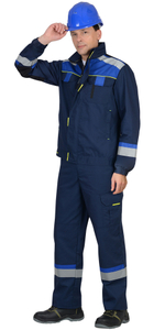 Костюм СИРИУС-БОСТОН куртка, п/к, темно-синий с васильковой и чер. отд.