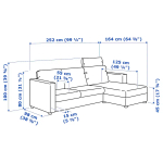 3-местный диван - IKEA VIMLE, 252х98х100 см, черный, кожа, ВИМЛЕ ИКЕА