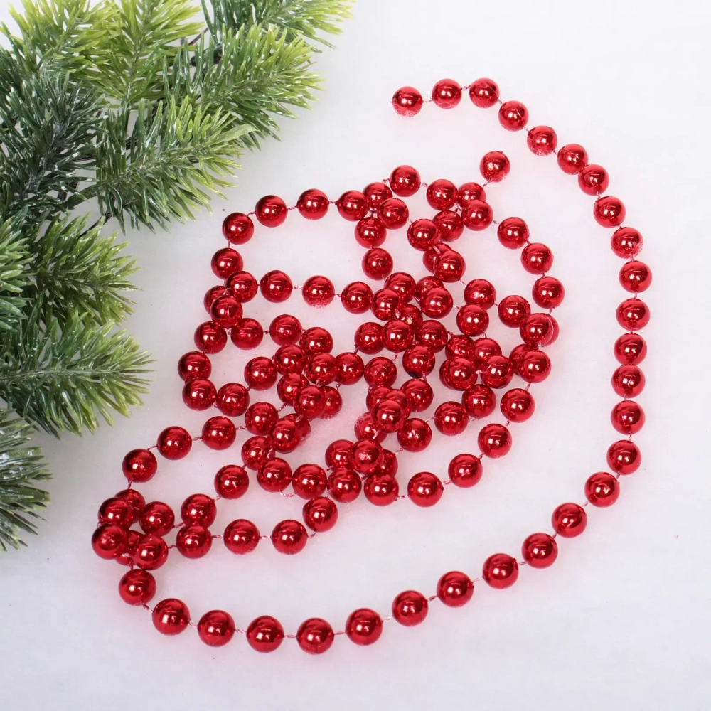 Бусы на ёлку 2,0 м «Шарик крупный» d-12 мм, Красный