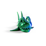 Веселая Акула-скелетон, гибкая шарнирная игрушка-антистресс, сине-зеленая