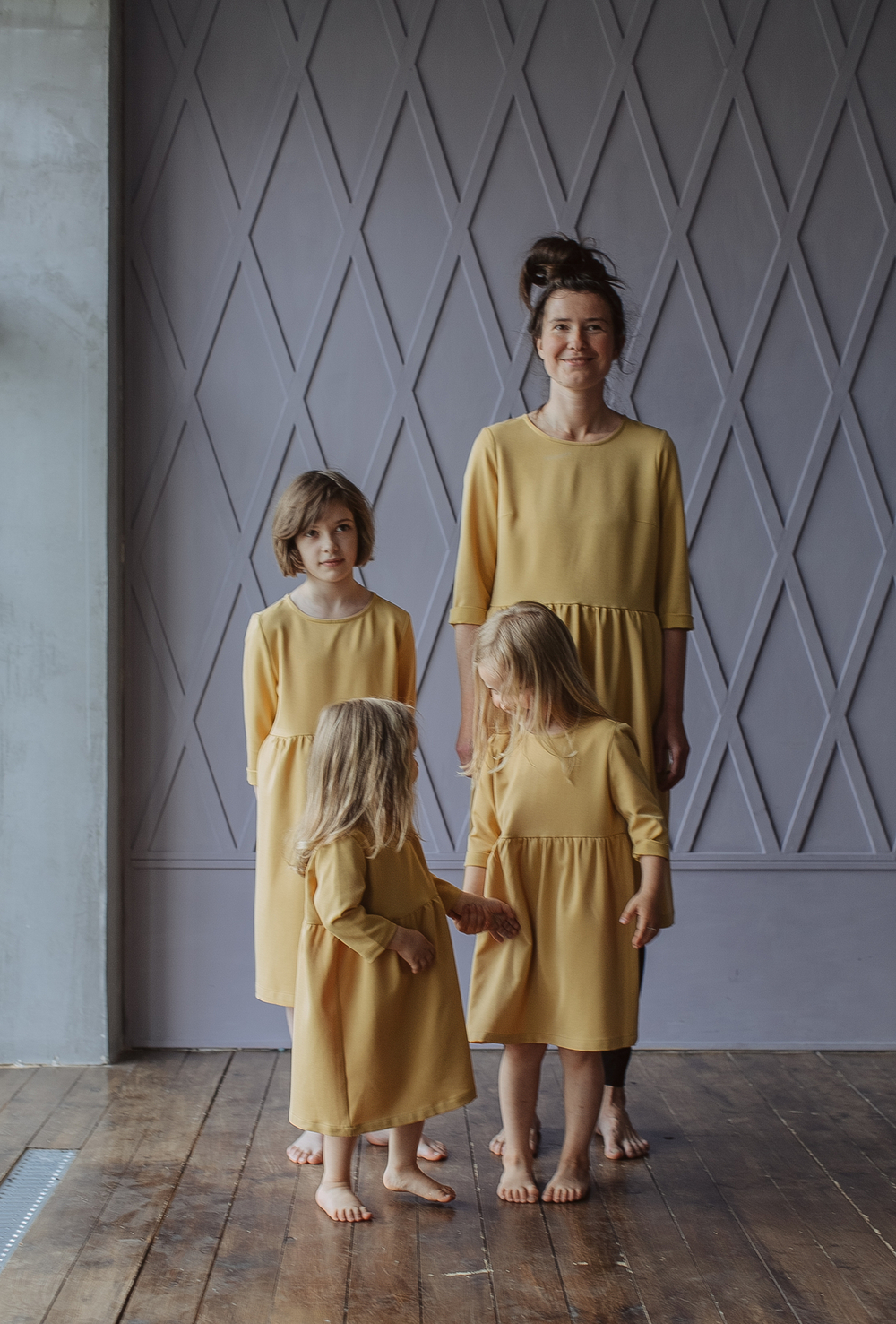 Платье  family look детское - горчичное
