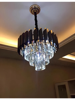 Люстра подвесная Lanbos, 5 ламп Е14, 200 Вт, до 12 кв м, черная+золото