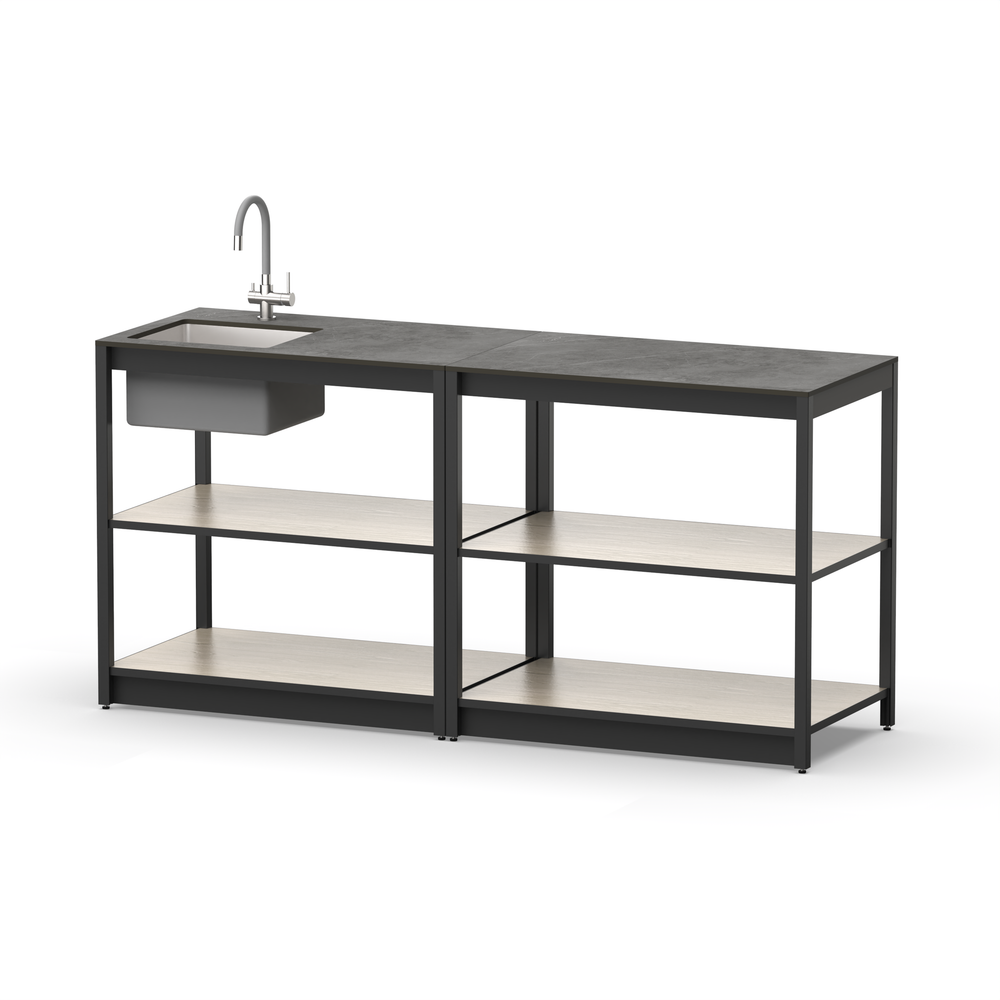 Уличная кухня Lounge C-101S, 1.8 м, дуб сонома/черный мрамор