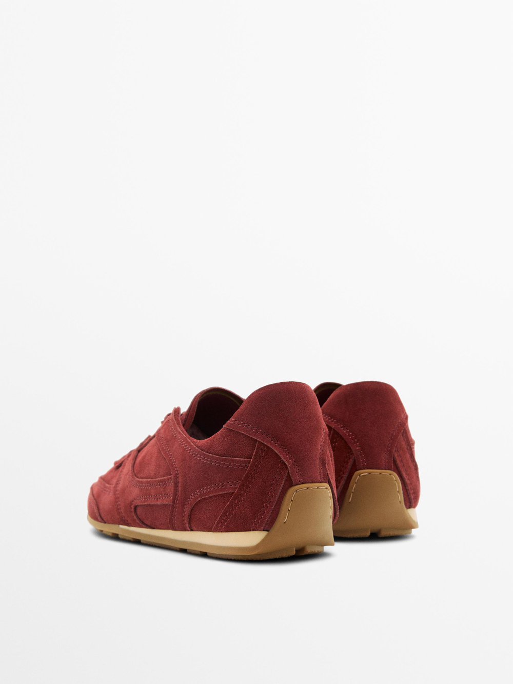 Massimo Dutti Кроссовки из натуральной кожи с декоративными элементами, красный