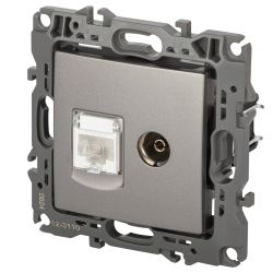 Розетка ЭРА Серия 12 12-3110-16 комбинированная RJ45+TV, титан