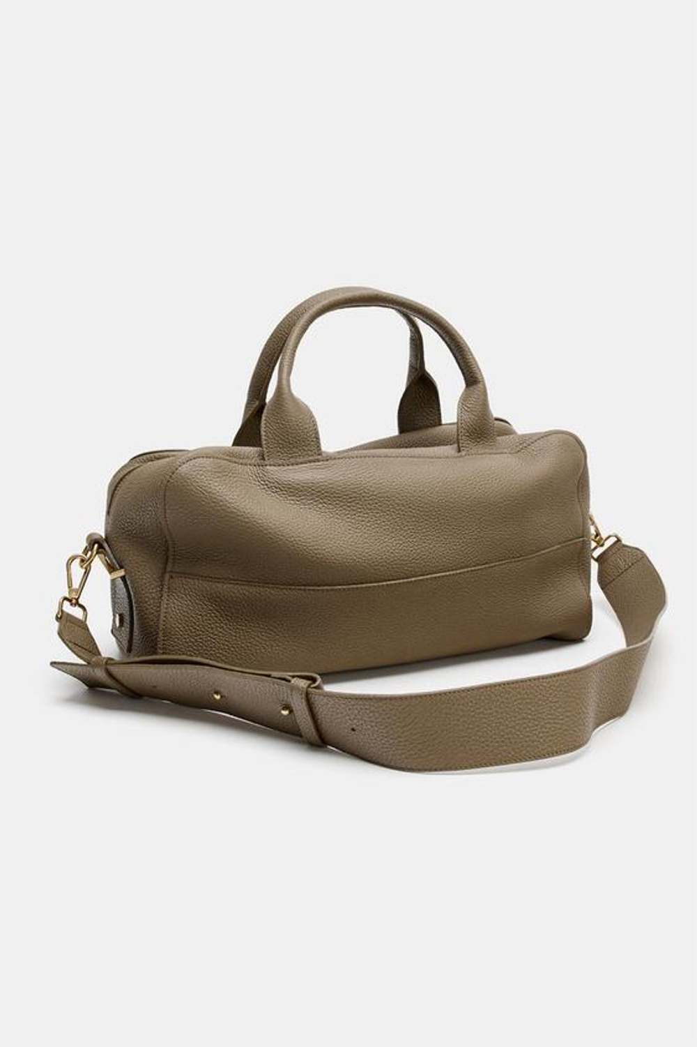 ZARA УДЛИНЕННАЯ КОЖАНАЯ СУМКА-БОУЛИНГ, ПЕСОЧНЫЙ/КОРИЧНЕВЫЙ