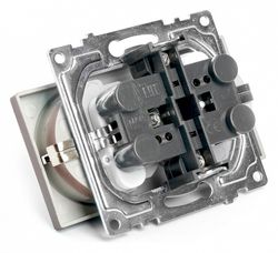 Розетка двойная с заземлением и со шторкой, без рамки Stekker Катрин 49030