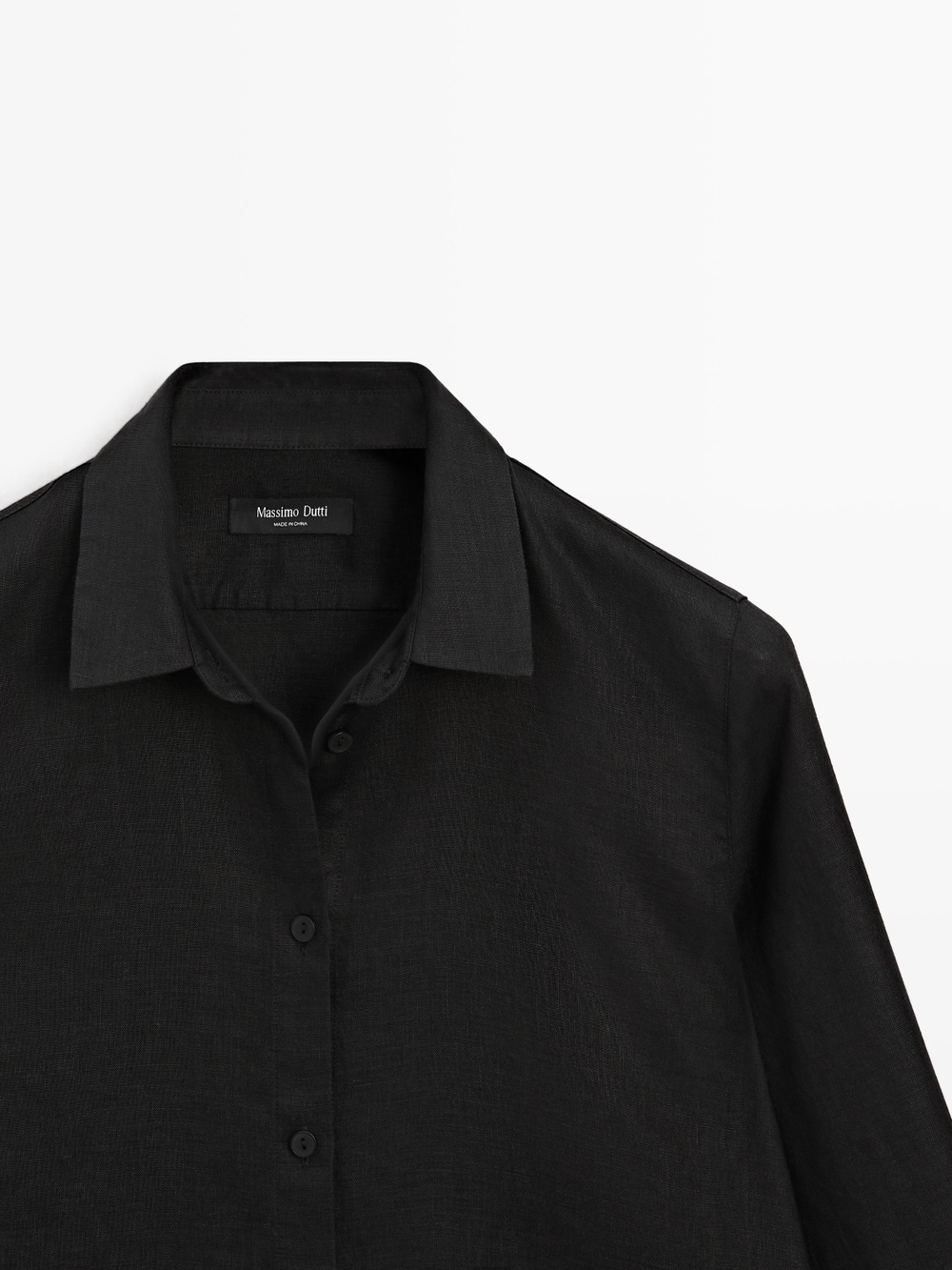 Massimo Dutti Льняная рубашка свободного кроя, черный