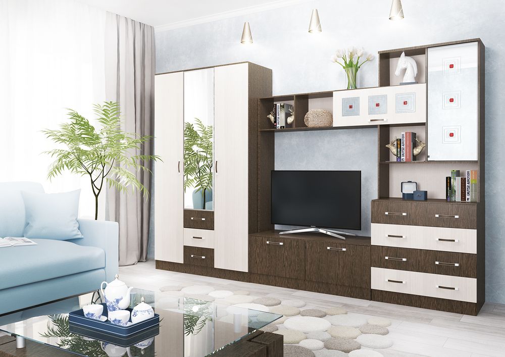 Гостиная "Ронда" № 3 (венге\дуб молочный)