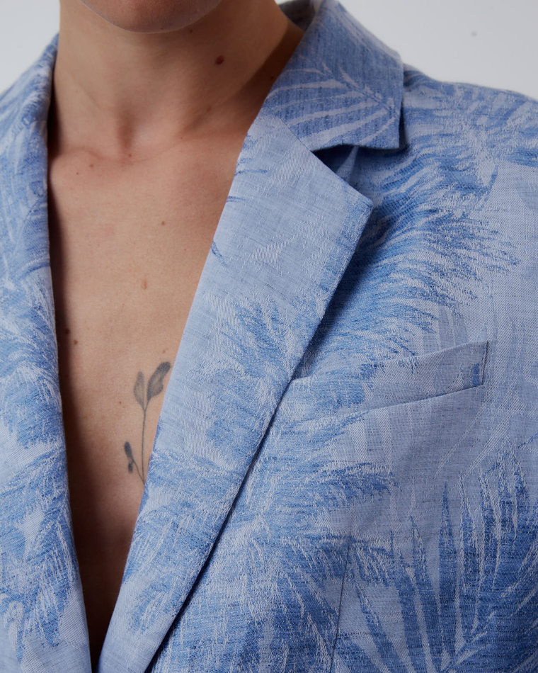 Жакет из смесового льна Брунелло Кучинелли голубой