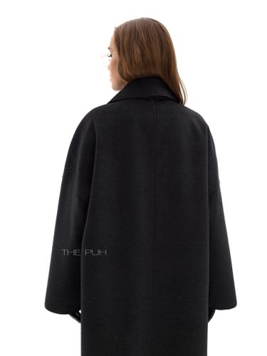 Черное двубортное пальто без подкладки