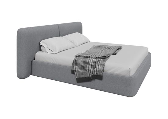 Кровать двуспальная Hub Soft 180 см (светло-серый, твид)