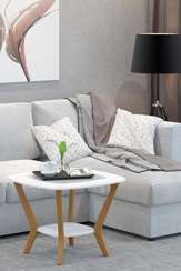 Стол журнальный Мельбурн со стеклом белый/дуб светлый