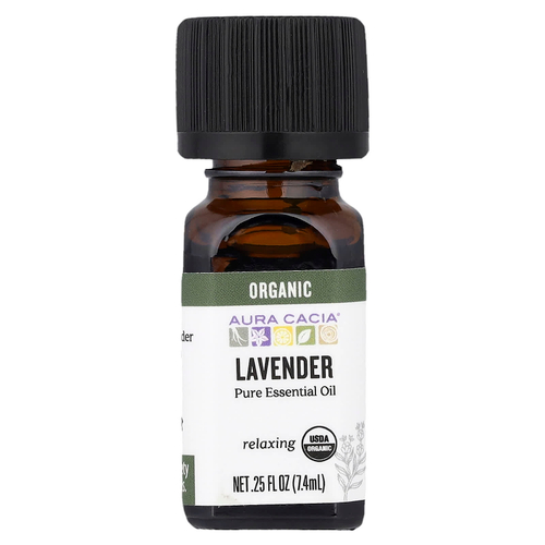 Aura Cacia, Чистое эфирное масло, органическая лаванда, 7,4 мл (0,25 жидк. унц.)