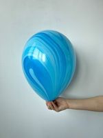 Q Шар 11" / 24 см, супер агат голубой Blue (БГ-16)