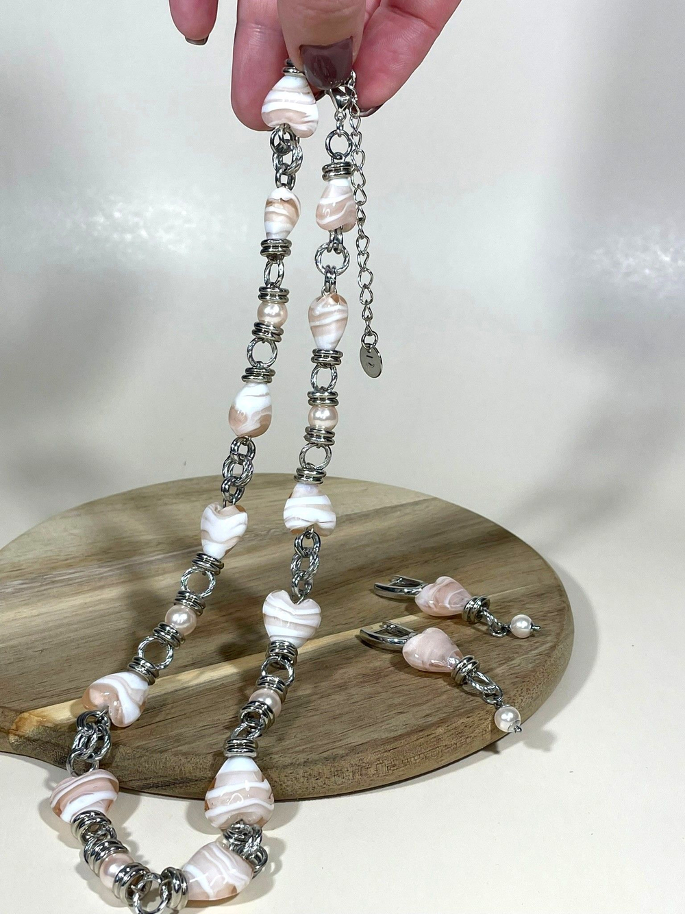 Комплект колье и серьги муранское стекло