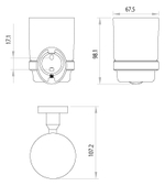 LM3236C Атлантисс Аксессуары для ванной,стакан стекляный с держателем, хром (к/к 10)