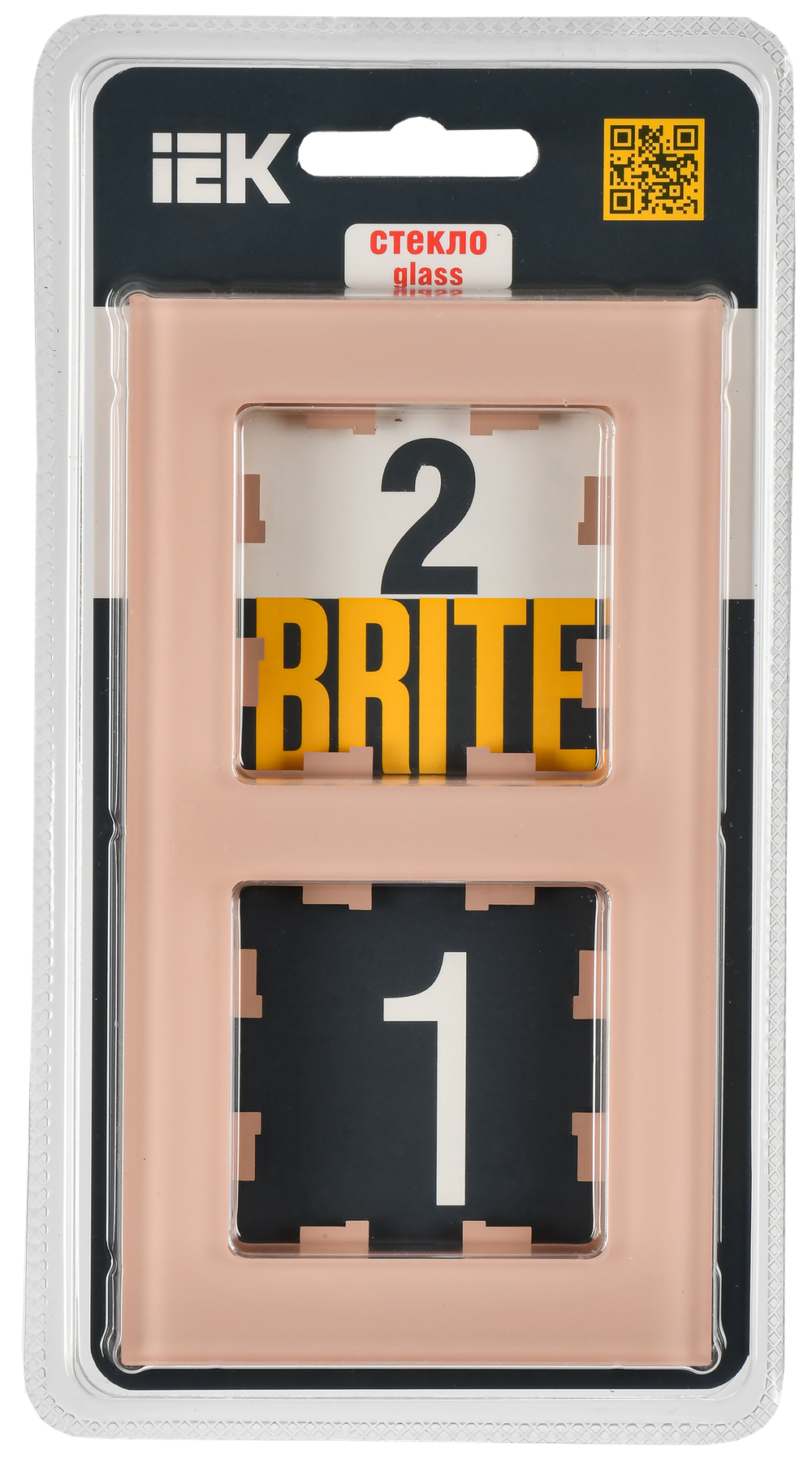 BRITE Рамка 2-местная РУ-2-2-БрП стекло персиковый матовый IEK