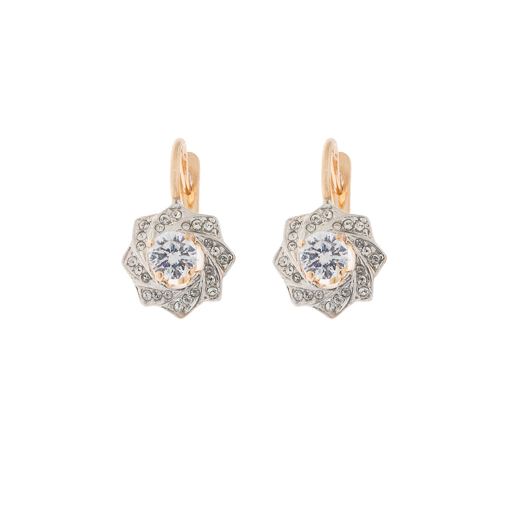 "Лебедушка" серьги в золотом покрытии из коллекции "Леди" от Jenavi с английским замком