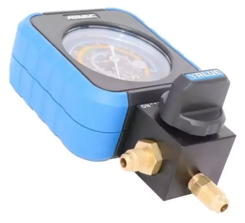Манометрический коллектор Value VRM1-B-0404 (R22, R134A, R407C, R410A, 1 вентильный с манометром низкого давления; без шлангов)