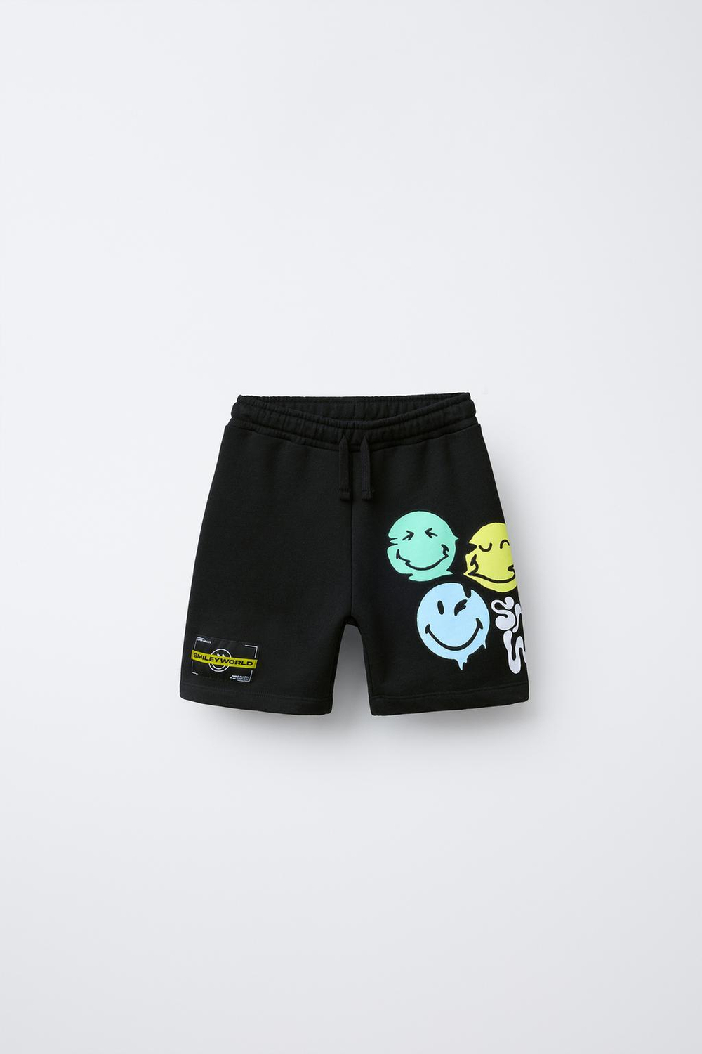 ZARA ШОРТЫ-БЕРМУДЫ С ПРИНТОМ SMILEYWORLD ®, ЧЕРНЫЙ