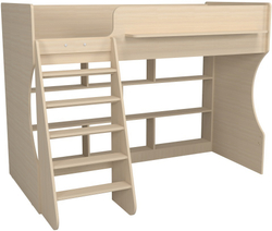 Кровать чердак Р432 Капризун 1 дуб млечный с полками