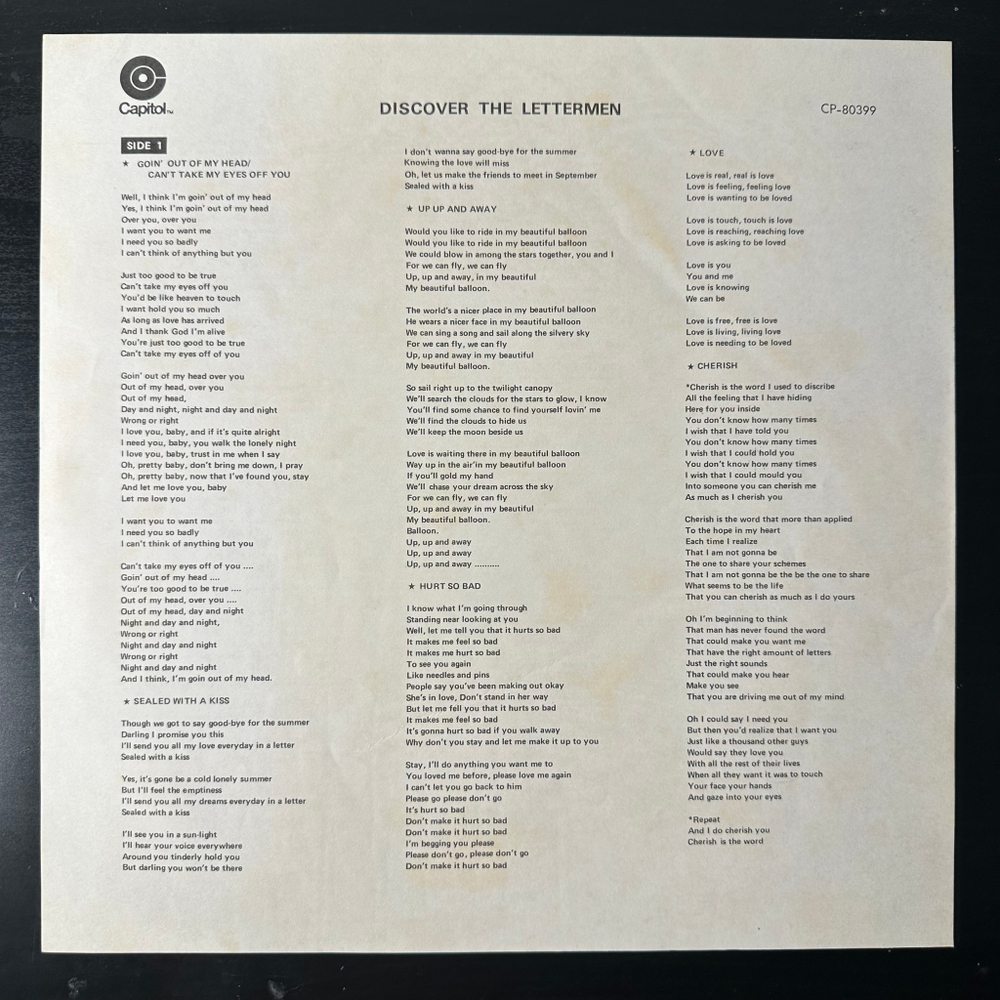 The Lettermen ‎– Discover The Lettermen (Япония 1971г.)
