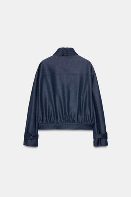 ZARA КУРТКА-БОМБЕР С ВОРОТНИКОМ-СТОЙКОЙ, ИНДИГО