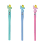 Ручка гелевая, автоматическая, Basir, синие чернила, с фонариком, серия "Цыплята", с резиновой фигуркой, 36 шт