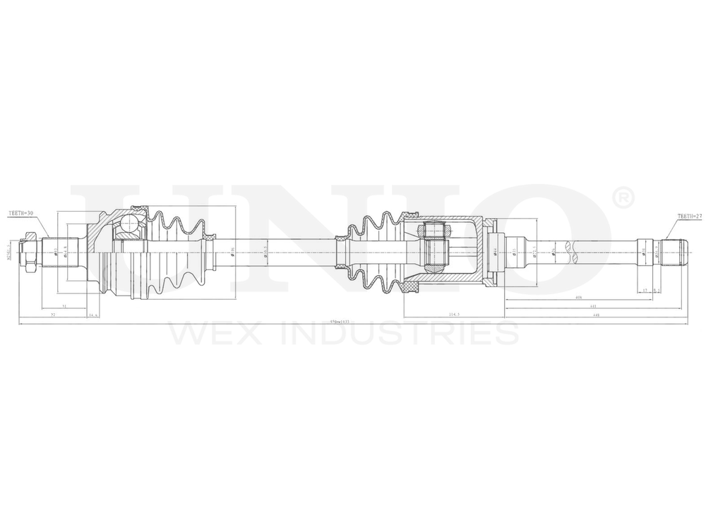 Привод в сборе передний правый UNIO CVJ-10084