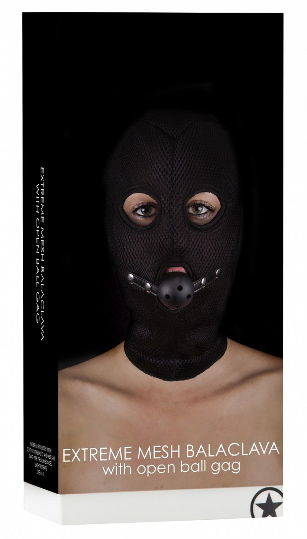 Маска с кляпом Extreme Mesh Balaclavea with Open Ball Gag (Цвет: черный)