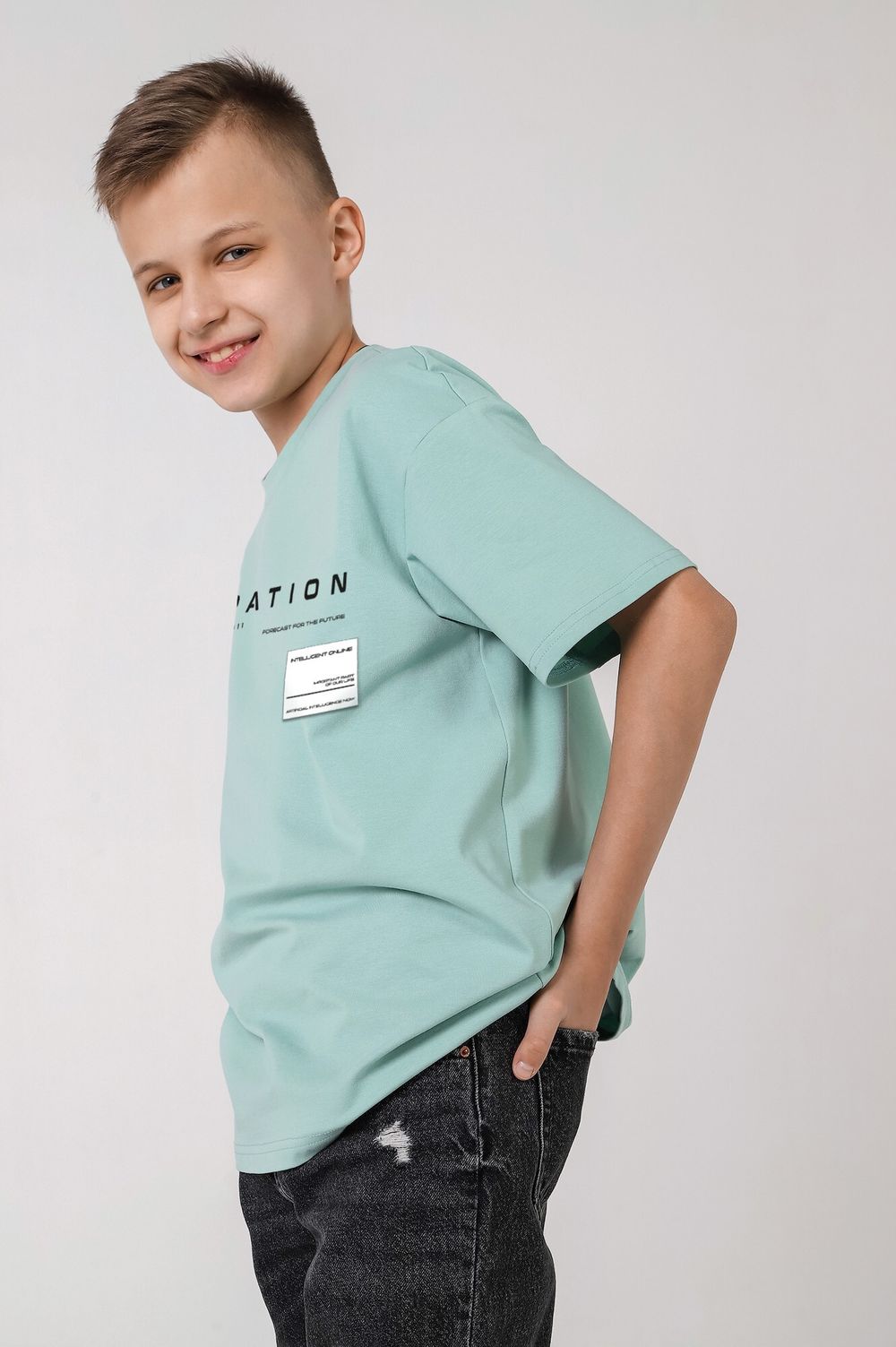 Фуфайка (футболка) для мальчика Леон-1 Виотекс ОЛИВКОВЫЙ