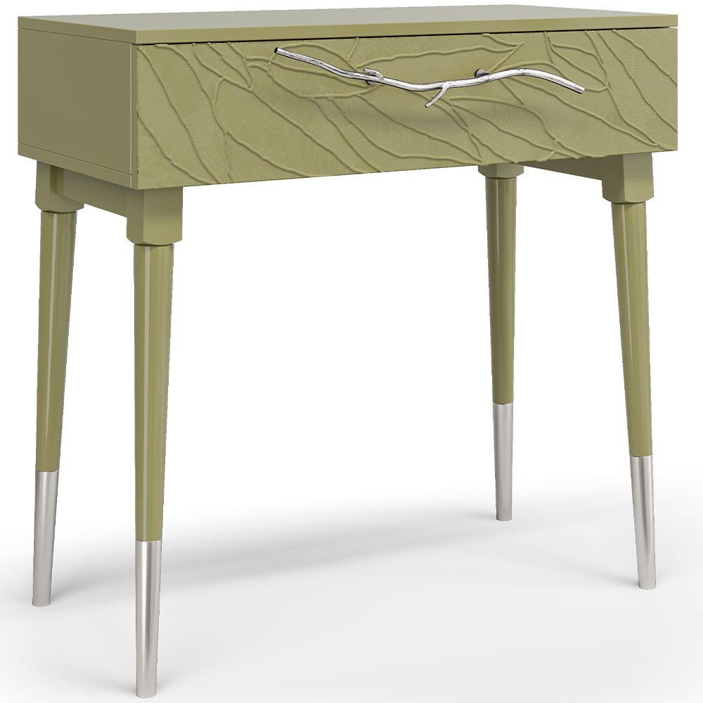 Консоль Арт Колор leaves Стайл Сильвер Зеленая олива