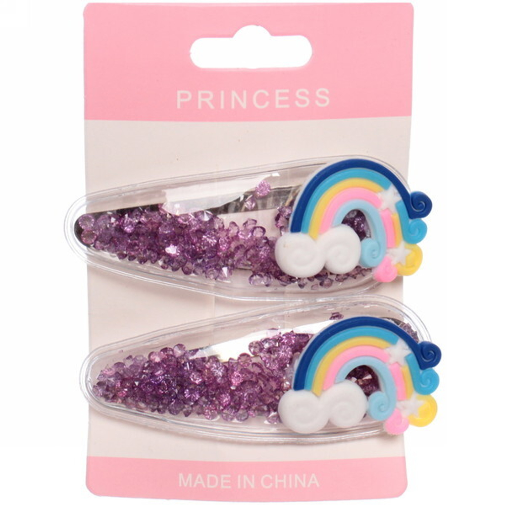Зажимы для волос детские 2шт «Confetti», радуга, микс 6 цветов, 7*2см
