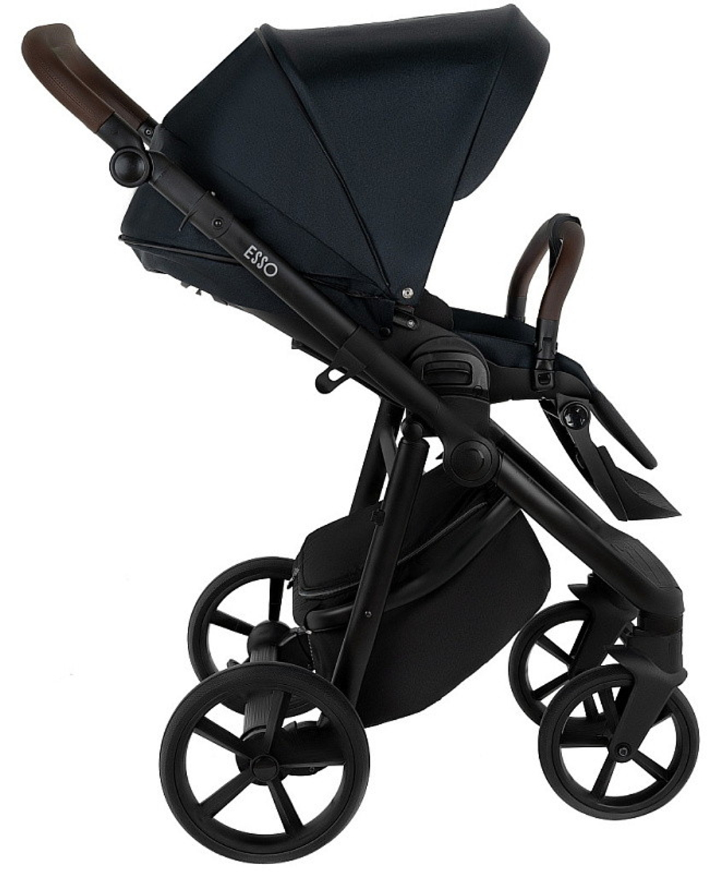 Детская коляска Roan Esso 3 в 1 с автокреслом Tutis Elo Lux EduSky Black ESS111/1 Caviar/Black
