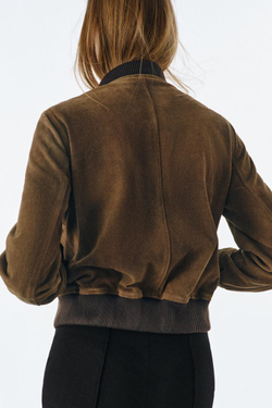 ZARA БОМБЕР ИЗ 100% ЗАМШИ — LIMITED EDITION, ZW COLLECTION, ТЕМНЫЙ ХАКИ