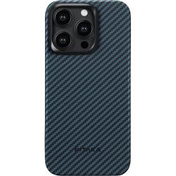Чехол iPhone 15 Pro Pitaka MagEZ Case 4 Aramid Fiber 1500D (черный/синий)