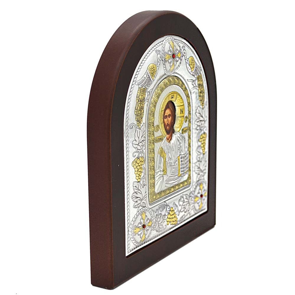 Иисус Христос - Спас Вседержитель. Икона Иисуса Христа в серебряном окладе.