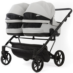 Детская коляска для двойни Adamex Leo Duo Deluxe 3 в 1 DUO-SA3 (СВ.СЕРАЯ КОЖА)