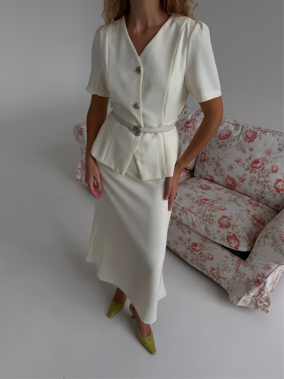 Твидовый костюм Жаклин молочный