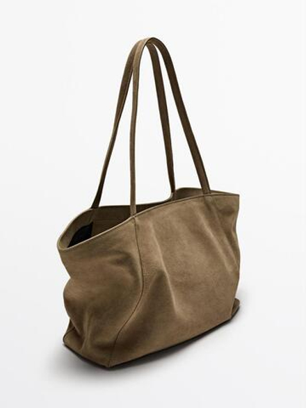 Massimo Dutti Сумка из замши, песочный