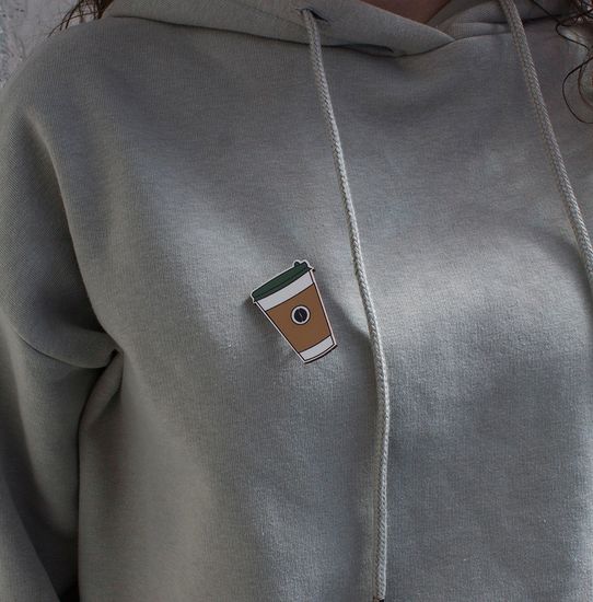 Значок деревянный (брошь) Кофе. Fire Pin