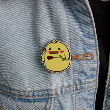 Значок деревянный (брошь)  Утка Мем Nice. Fire Pin