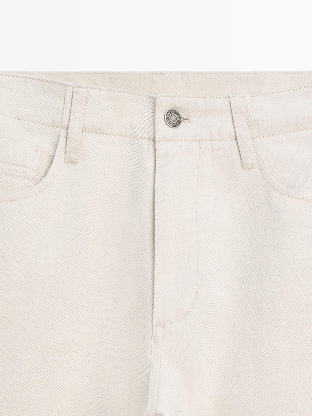 Massimo Dutti Брюки из хлопка и льна с пятью карманами, кремовый