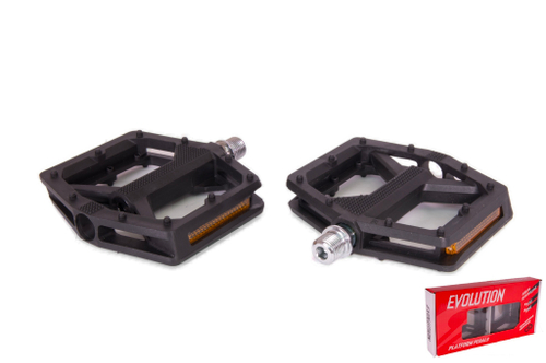 Педали EVOLUTION PLATFORM пластиковые ABS, 111x106мм, резьба 9/16", промподшипники, черные